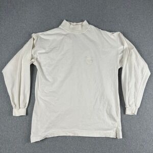 Givenchy Active Men White Mock Neck Long Sleeve T-Shirt Embroidered Crest Medium